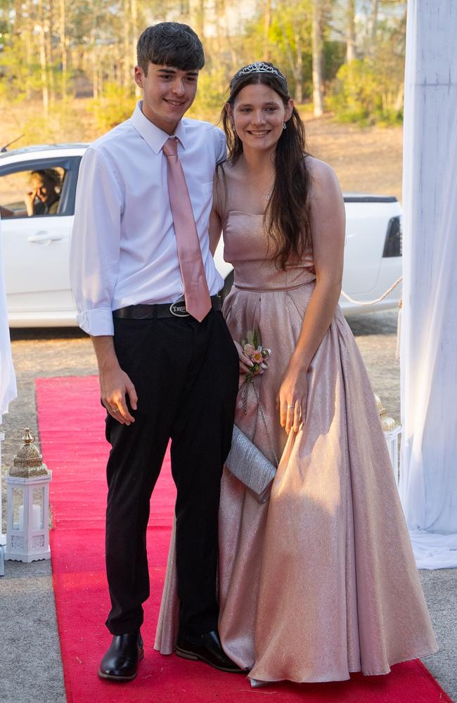 Brodie Masters and Tayah Bradey arrive at the Gympie State High School formal 2023. November 16, 2023. Picture: Christine Schindler