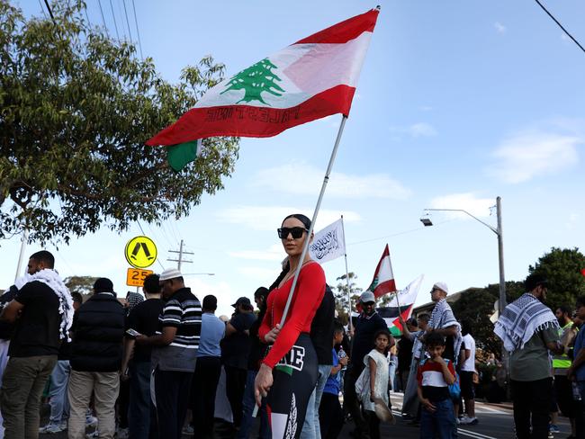 The pro-Palestine rally was held on the anniversary of the October 7 attacks. Picture: Jane Dempster/The Australian