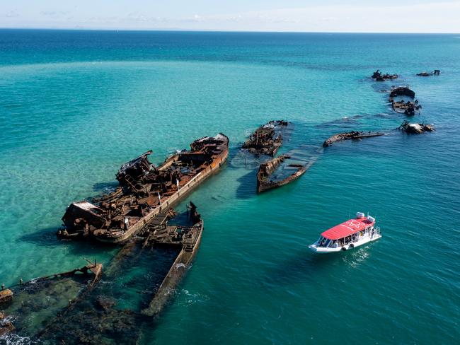 The Tangalooma Wrecks. Picture: Tourism Queensland