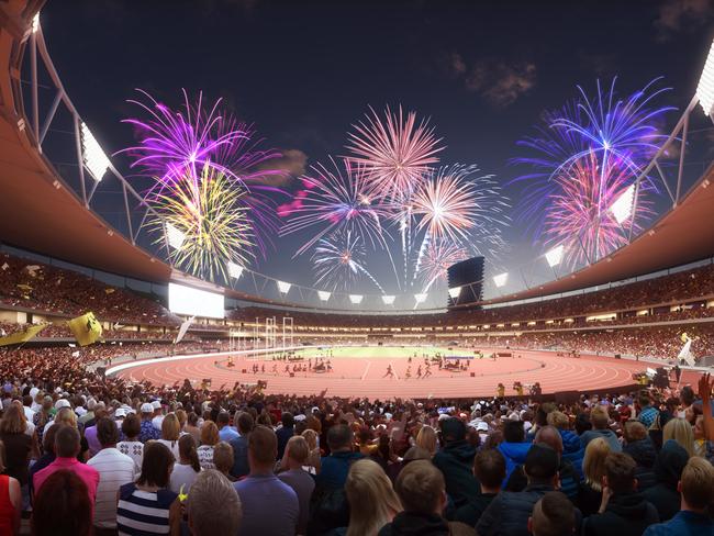 An artist impression of the proposed $1 billion Gabba redevelopment which will host the opening and closing ceremonies of the 2032 Summer Olympic Games