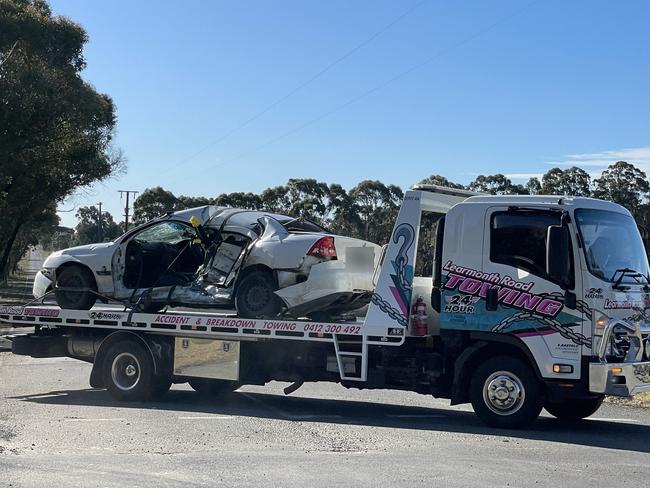 One of the cars involved in a fatal crash in Bunkers Hill on June 27.