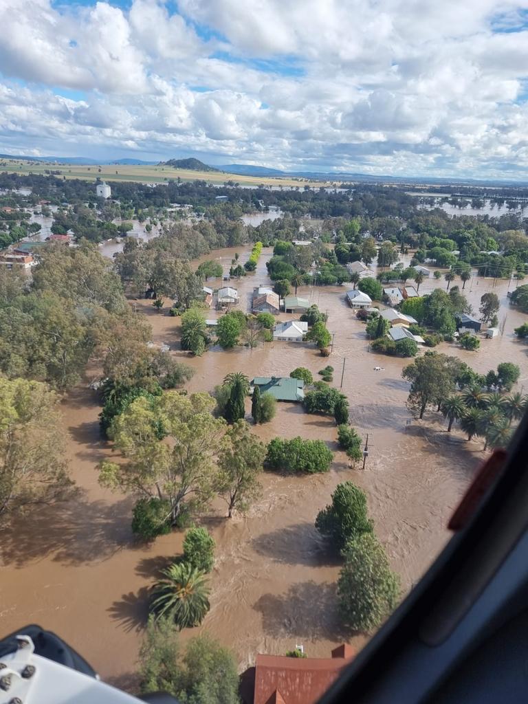 The township of Eugowra in NSW suffered a very major and overwhelming flood catastrophe earlier this week. Picture: Toll Ambulance Rescue