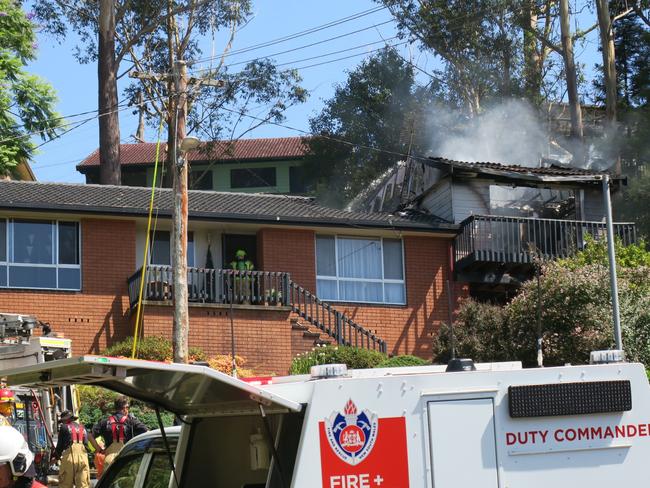 NSW Fire &amp; Rescue have attended a blaze which tore through a split level brick and fibro house at Shona Close, Narara, on January 3, 2023. Picture: NewsLocal