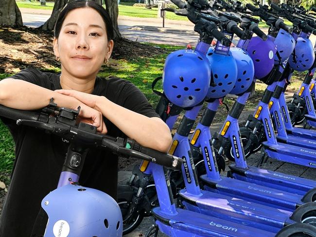 Beam e-scooters on the Strand. They company has until October 2 to remove them from the city. Picture: Natasha Emeck