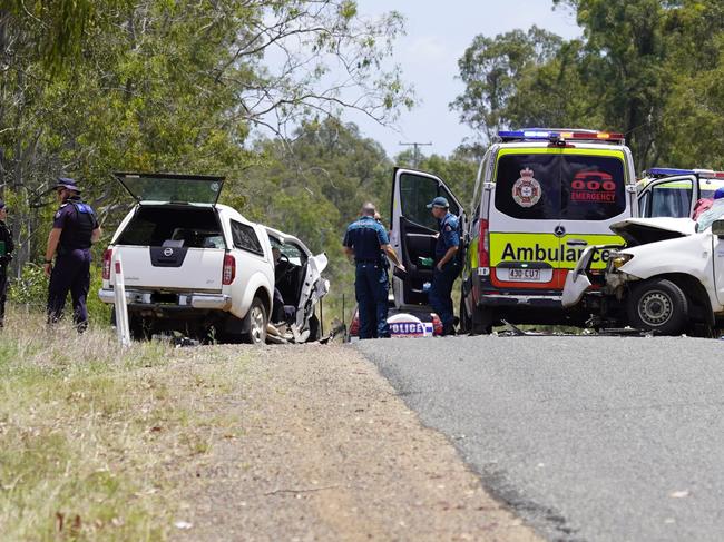 Emergency services on the scene at the Silverleaf crash. Photo: Andrew Hedgman