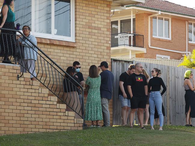 A long line to view a rental open home in Tarragindi, Brisbane. Picture: Liam Kidston.