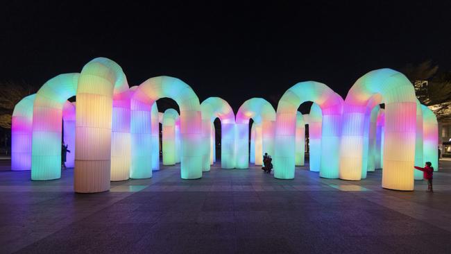 Sky Castle by ENESS, one of the City Lights installations for Illuminate Adelaide.