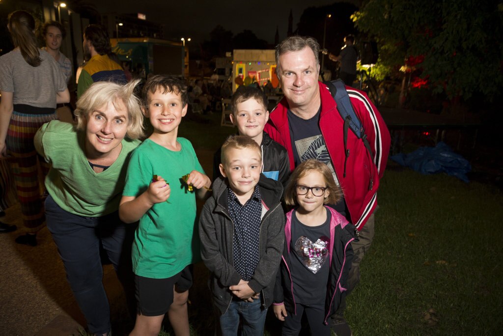 Enjoying the Curious Arts Festival are (from left) Judy Humphries, Archie Humphries, Hugh Downey, Lachlan Downey, Lucy Downey and Justin Downey, Saturday, March 16, 2019. Picture: Kevin Farmer