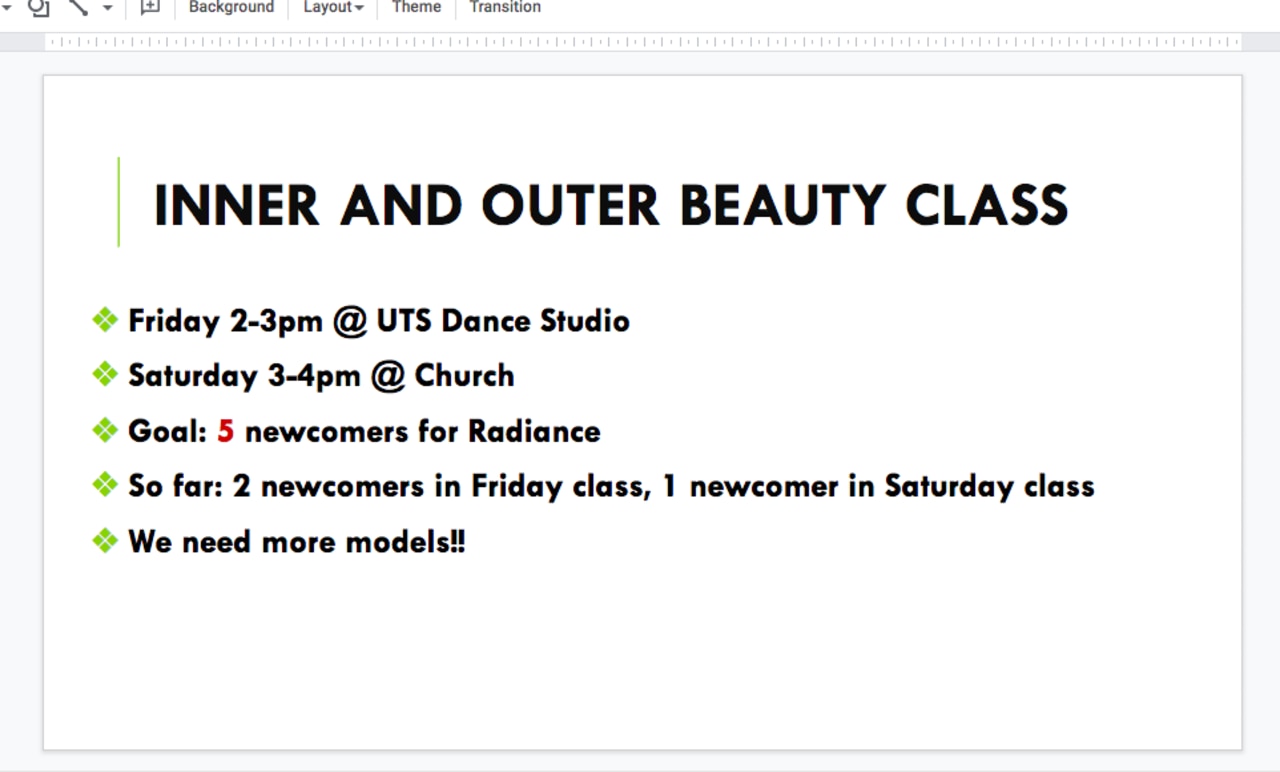 The church goers also hosted several dance classes at UTS several years ago.