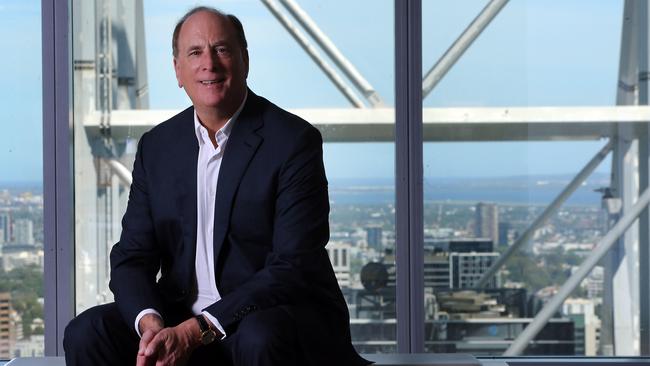 BlackRock CEO Larry Fink. His company has started to change its long-term forecasts of risk and return to reflect its view that climate change will become the biggest driver of valuations for assets such as shares. Picture: Jane Dempster