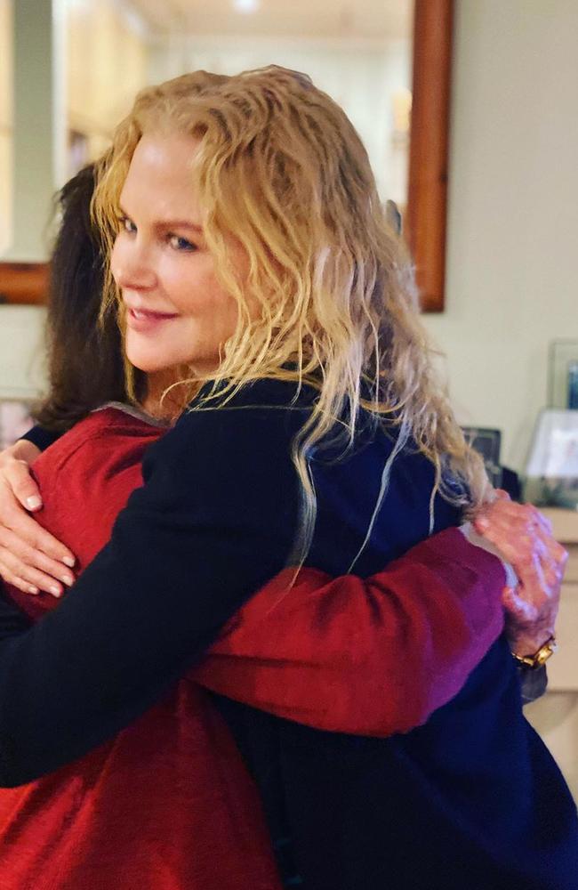 Nicole Kidman gets her first hug from her mum in eight months.