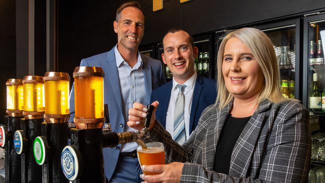 Matthews Hospitality chief executive Andrew Kemp, hospitality general manager Lee Cook and Salisbury Hotel venue manager Naomi Dunn at the Salisbury Hotel. Picture: John Kruger