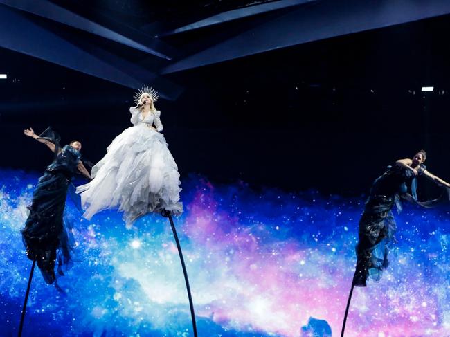 Australia's Kate Miller-Heidke rises up in her first rehearsal for Eurovision 2019, Tel Aviv, Israel Picture: Eurovision.tv 