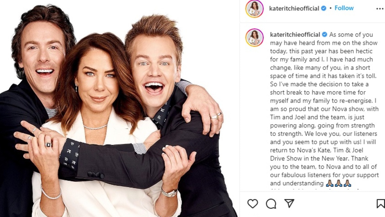 Kate Ritchie announces Nova radio show break  — Australia's  leading news site