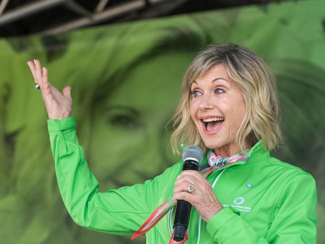 Olivia Newton-John at her Wellness Walk in Melbourne last September. Picture: Jason Edwards