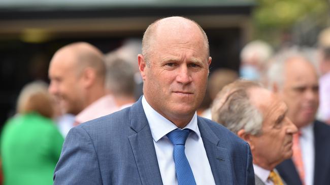 Danny O'Brien after Americain Angel won the Ladbrokes Handicap, at Moonee Valley Racecourse on January 29, 2022 in Moonee Ponds, Australia.(Reg Ryan/Racing Photos via Getty Images)