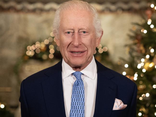 LONDON, UNITED KINGDOM - DECEMBER 11:  In this image released on December 23, 2024, King Charles III records his Christmas message at the Fitzrovia Chapel on December 11, 2024 in London, England. (Photo by Aaron Chown - WPA Pool/Getty Images)