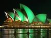 The Sydney Opera House is bathed in a green glow to celebrate St Patrick's Day.