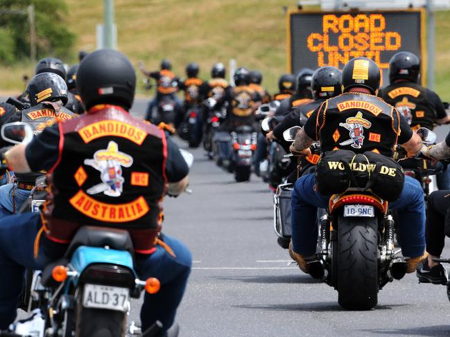 Bandidos' motorcycle riders arriving in Burnie last year.