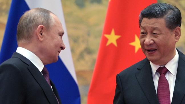 Xi Jinping’s only powerful friend is Russia, because President Vladimir Putin is a psycho killer with no friends in the civilised world. Picture: AFP