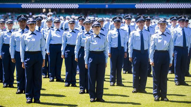 Special Attestation for NSW Police Force's new probationary constables at the SCG. Picture: Dylan Robinson