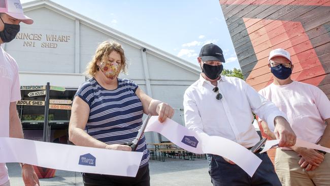 Hobart Lord Mayor Anna Reynolds and Premier Peter Gutwein cut the ribbon to open the Taste of Summer. Picture: Chris Kidd