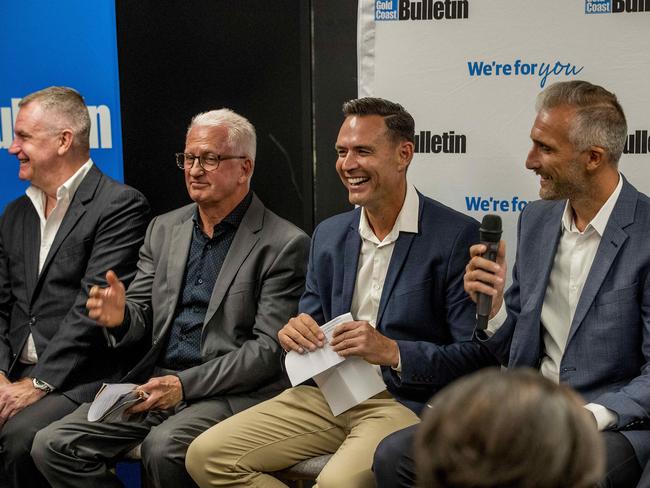 You Decided Gold Coast Bulletin Election Forums, . Div 10 & 12 held at Kurrawa Surf Life Saving Club. . Division 10 candidate, Adrian Johnston, Mike Winlaw,  Darren Taylor and Rowan Panozzo   .  Picture: Jerad Williams