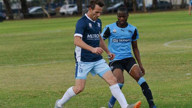 Vipers’ Augustus Williams battles with Noarlunga's Alban Martini last year. Picture: AAP Image/Brenton Edwards