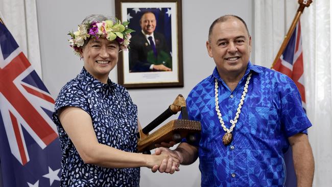 Foreign Minister Penny Wong with Cook Islands Prime Minister Mark Brown. Picture: Department of Foreign Affairs / NCA NewsWire.