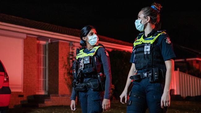 For Kirupakaran and partner Leah Carpenter most of their shift overnight is spent responding to reports of abuse in family homes. Picture: Jason Edwards