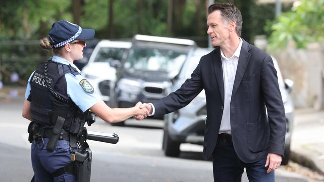 NSW Premier Chris Minns at the scene of the attack in Sydney’s east on Wednesday. Picture: Rohan Kelly