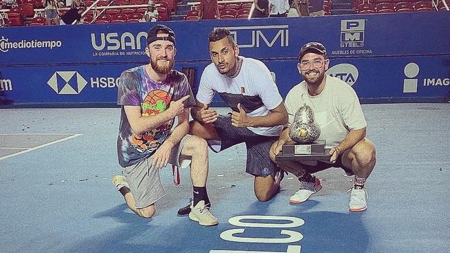 Ashcon Rezazadeh, right, is prepared to cop a spray from Nick Kyrgios.