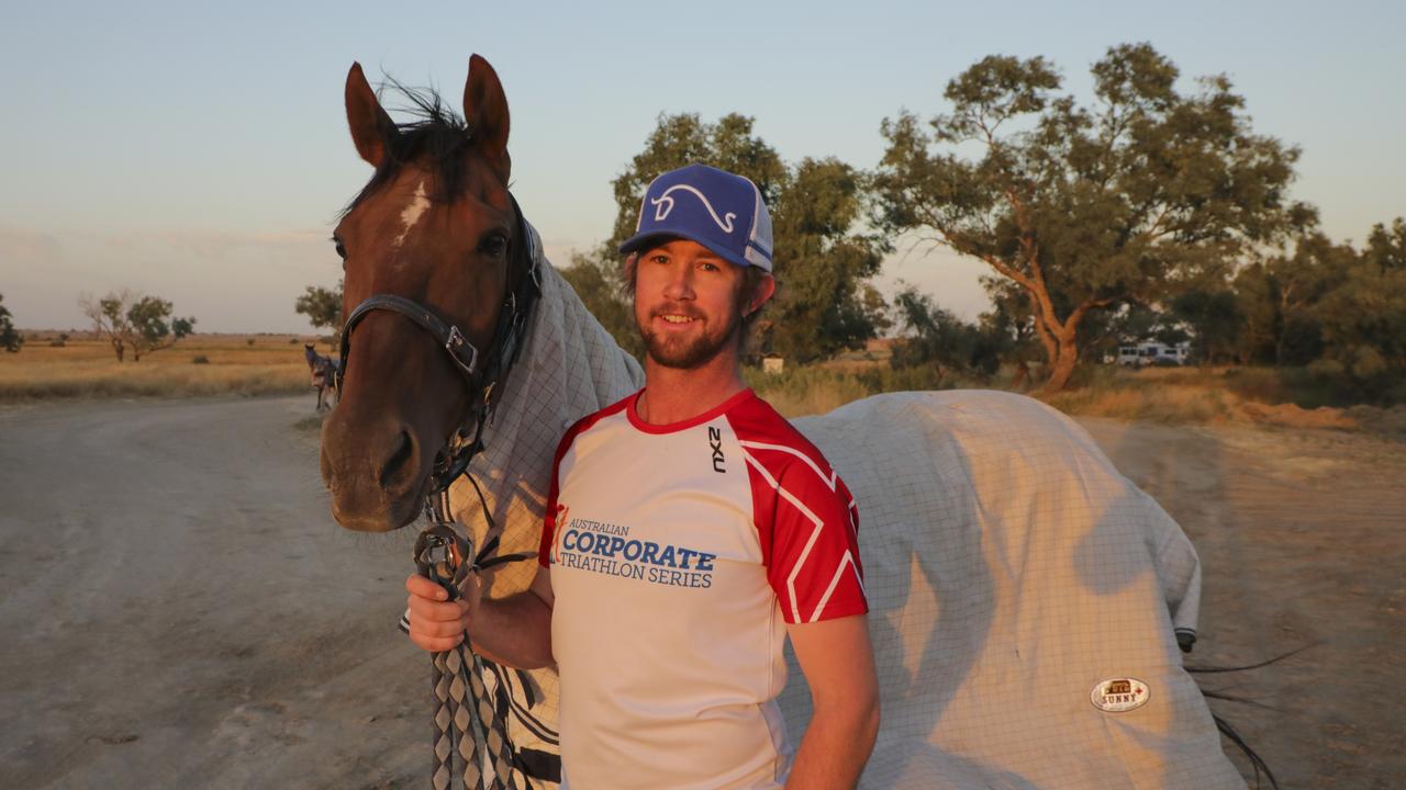 Strapper Matt Gleeson with Marksfield at Birdsville in September. Picture: Salty Dingo