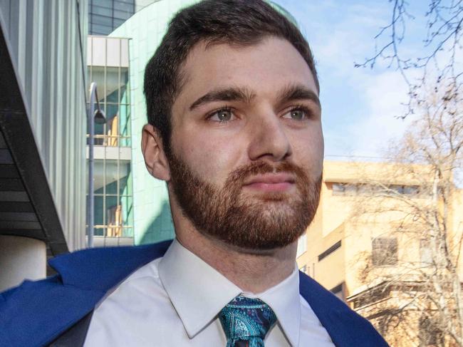 ADELAIDE, AUSTRALIA - Advertiser Photos AUGUST 30, 2023: Brandon Chesney, alleged impersonator of mental health worker, outside Adelaide MagistrateÃs Court today. Picture: Emma Brasier