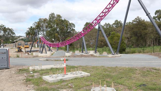 There is a new roller coaster under construction at Movie World. Picture: Richard Gosling