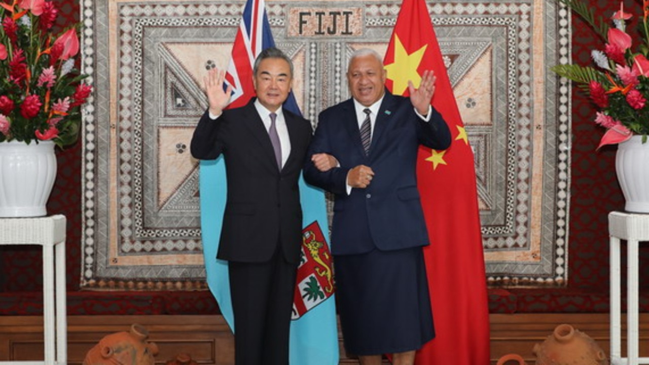 Foreign Minister Josaia Voreqe Bainimarama holds talks with Wang Yi. Picture: Ministry of Foreign Affairs of People’s Republic of China