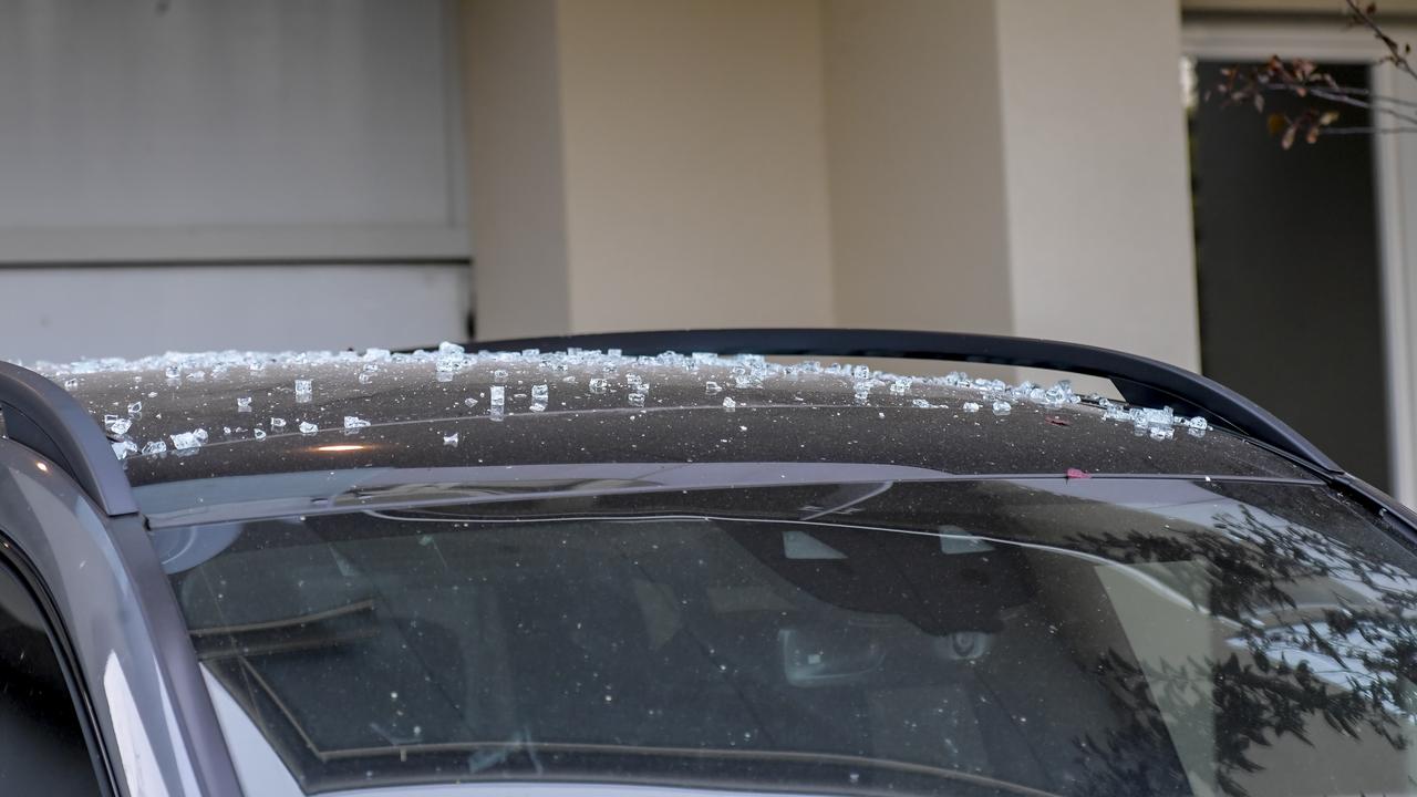 Glass on the roof of the Mercedes in the driveway Picture: RoyVPhotography