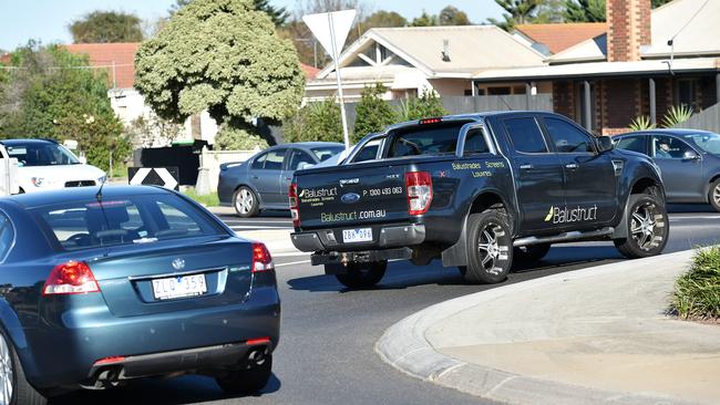 Morning congestion on Point Cook Road, one of the roads that will be upgraded. Picture: Nigel Hallett