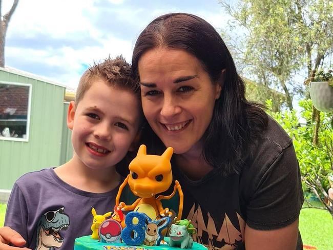 James Edds, 9, with mum Anastasia. Little James died after their car was allegedly struck by a drunk driver on the Central Coast on January 4. Picture: Facebook