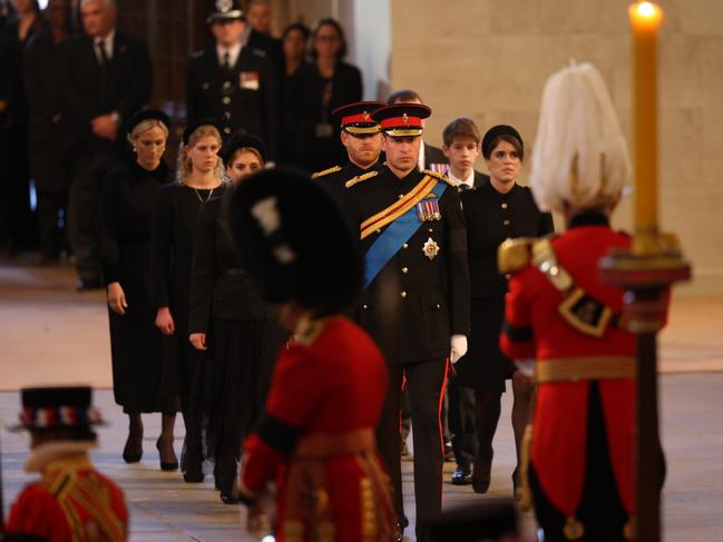 The Queen’s grandchildren arrive for the historic vigil. Picture: Ian Vogler/Getty Images