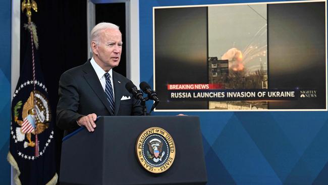 Joe Biden delivers remarks on efforts to lower high gas prices in Washington. Picture: AFP.