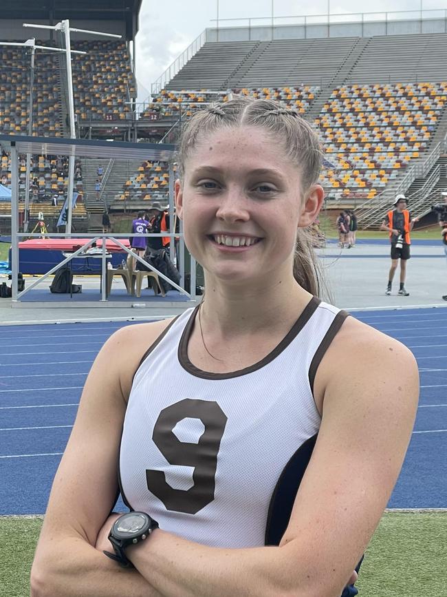 Bridget McCormack (St Aidan’s) is the Queensland 17 years 1500m and 800m state champion.