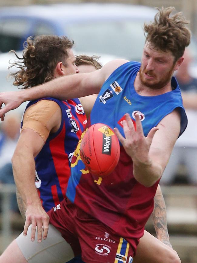 Football GDFL: Belmont Lions v Bell Post Hill Bell Post Hill 25 Beau Burney and Belmont Lions 53 Jed Evans Picture: Mark Wilson