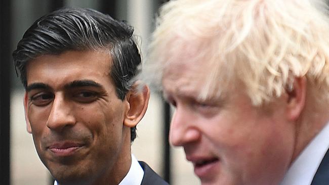 Then chancellor of the exchequer Rishi Sunak in 2021 with Boris Johnson, the man he replaced as Britain’s prime minister. Picture Daniel LEAL / AFP