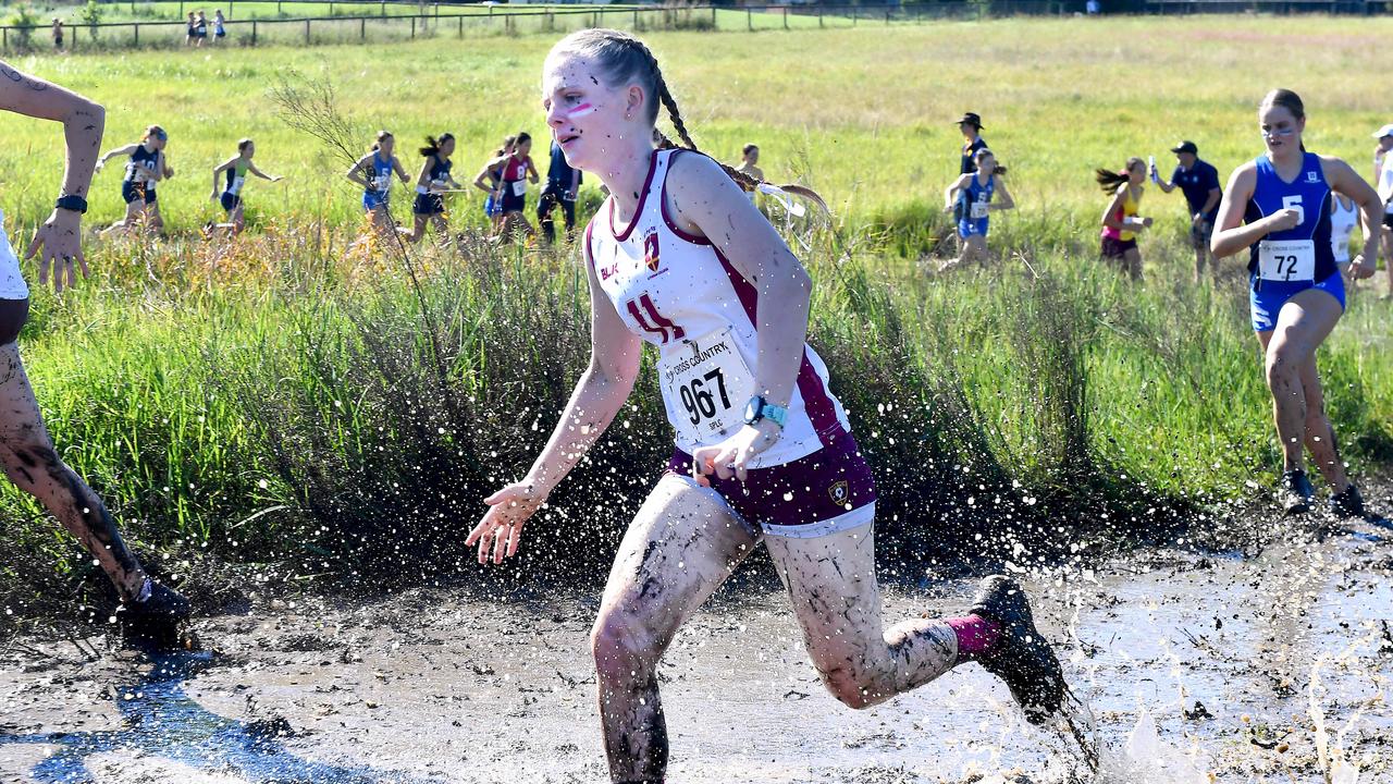 No 967 Lauren Guppy of St Peters Lutheran college Annual QGSSSA private schoolgirl cross country championship at Rivermount College in Yatala. Saturday May 15, 2021. Picture, John Gass