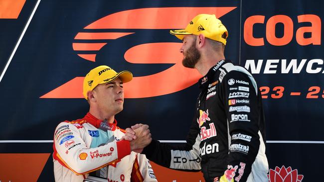 Scott McLaughlin and Shane van Gisbergen in Newcastle. Picture: Getty