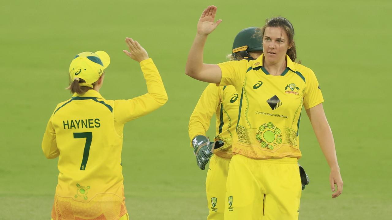 Tahlia McGrath snared the big wickets of Amy Jones and Sophia Dunkley on Thursday night. Picture: Mark Evans/Getty Images