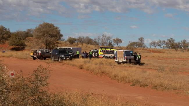 Emergency services are at the scene of the crash at Finke Desert Race where one person has reportedly died and two were injured. Picture: Supplied