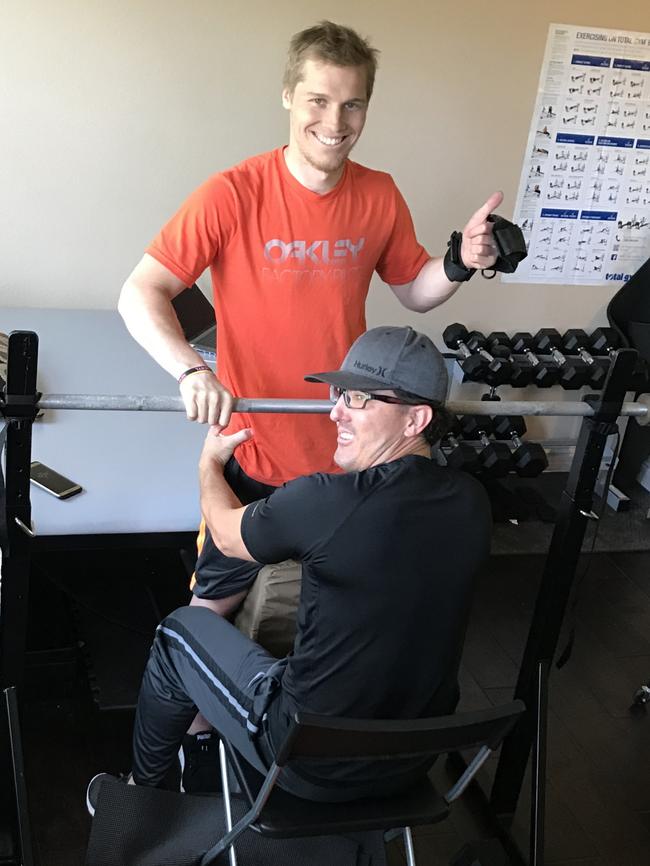 Sam Willoughby continues one-on-one rehabilitation work at his San Diego home.