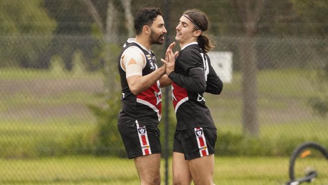 Trent Dennis-Lane and Jet Peckett were crucial in Bonbeach’s win over Sorrento. Picture: Valeriu Campan